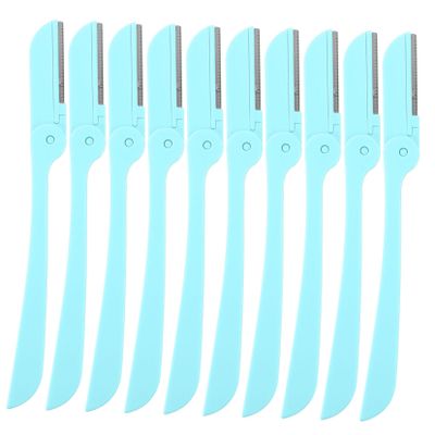 ASAKKURA 10pcs Portable Stainless Steel Eyebrow Hair Trimmers with Protective Cover Professional Eyebrow Razors for Women Compact and Lightweight for Travel and Precision Grooming