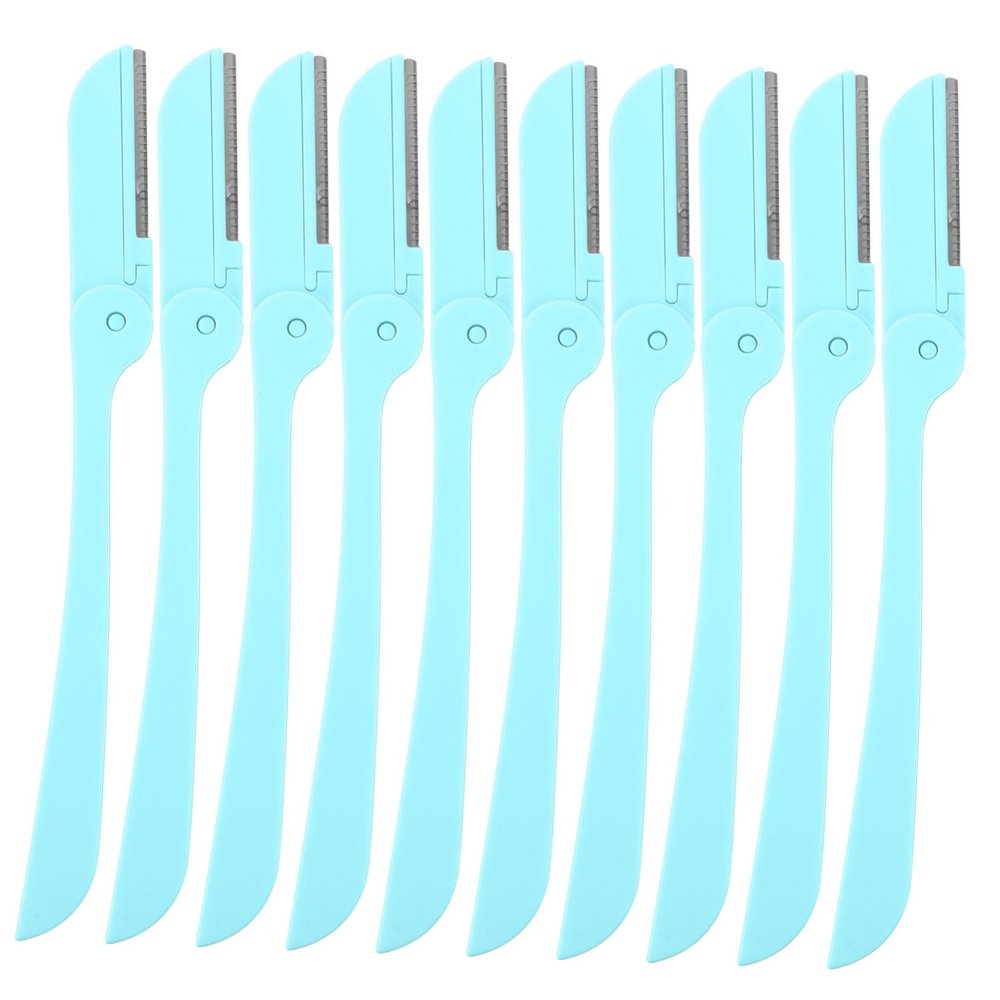 ASAKKURA 10pcs Portable Stainless Steel Eyebrow Hair Trimmers with Protective Cover Professional Eyebrow Razors for Women Compact and Lightweight for Travel and Precision Grooming