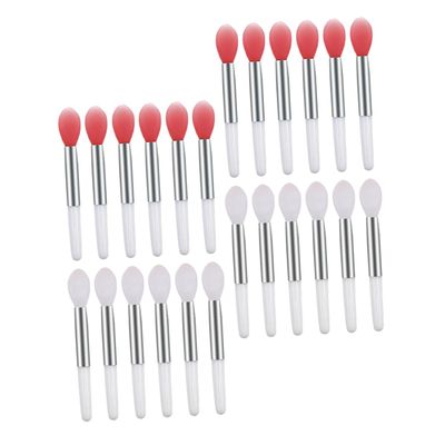 CANIGHT 24pcs Mini Silicone Lip Makeup Brush Applicators Portable Transparent Lip Gloss Wands for Precise Color Application Durable and Comfortable to Use for Travel and Everyday Makeup