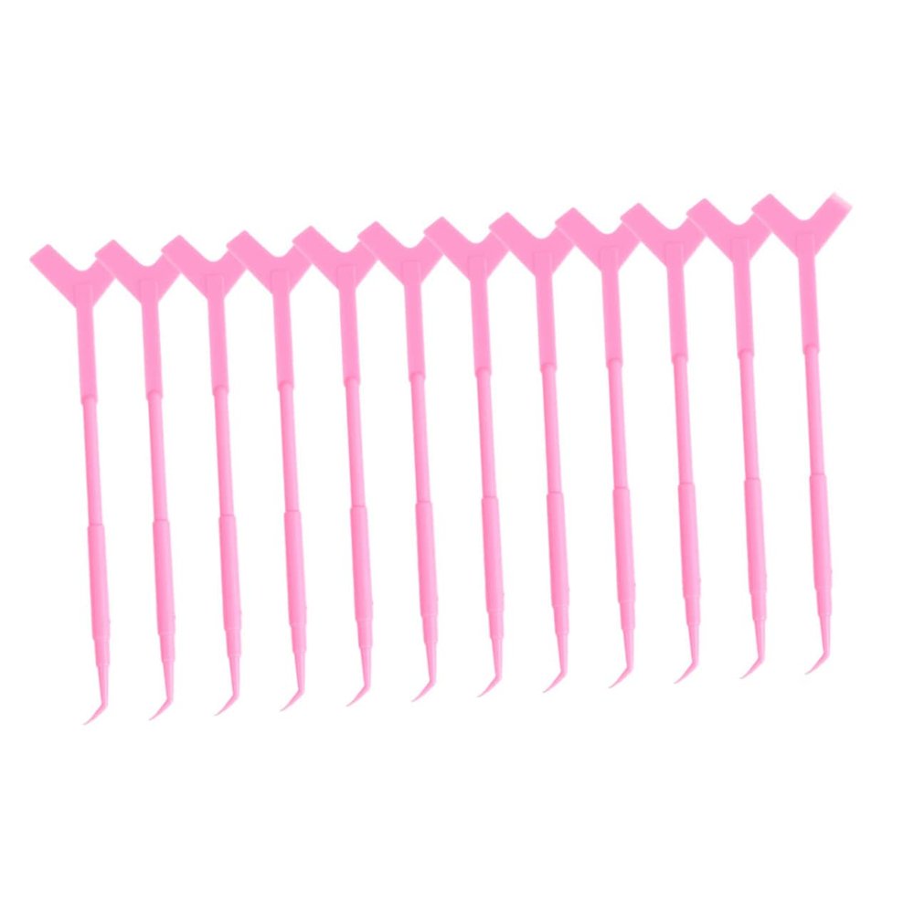 ASAKKURA 12pcs Eyelash Brush Separator Tool for Lash Perming and Lifting Y-Shaped Eyelash Comb for Professional Use for Creating Longer Thicker Lashes Pink