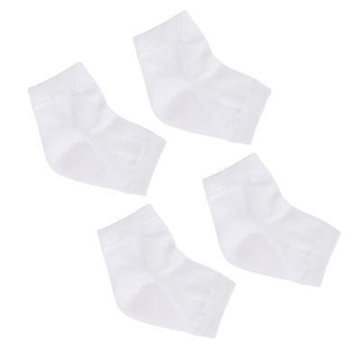 Didiseaon 2pairs Gel Heel Protector Socks Moisturizing -Crack Ankle Socks for Men Women Breathable Night Wear White
