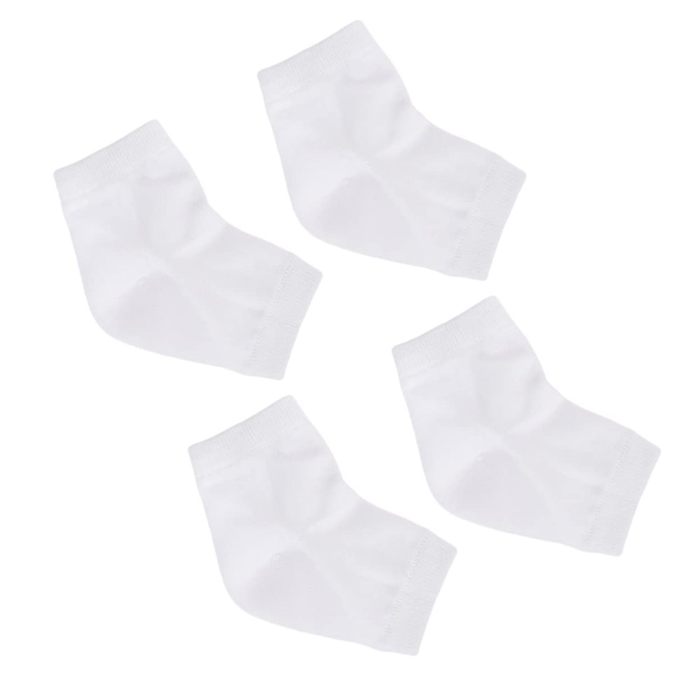 Didiseaon 2pairs Gel Heel Protector Socks Moisturizing -Crack Ankle Socks for Men Women Breathable Night Wear White