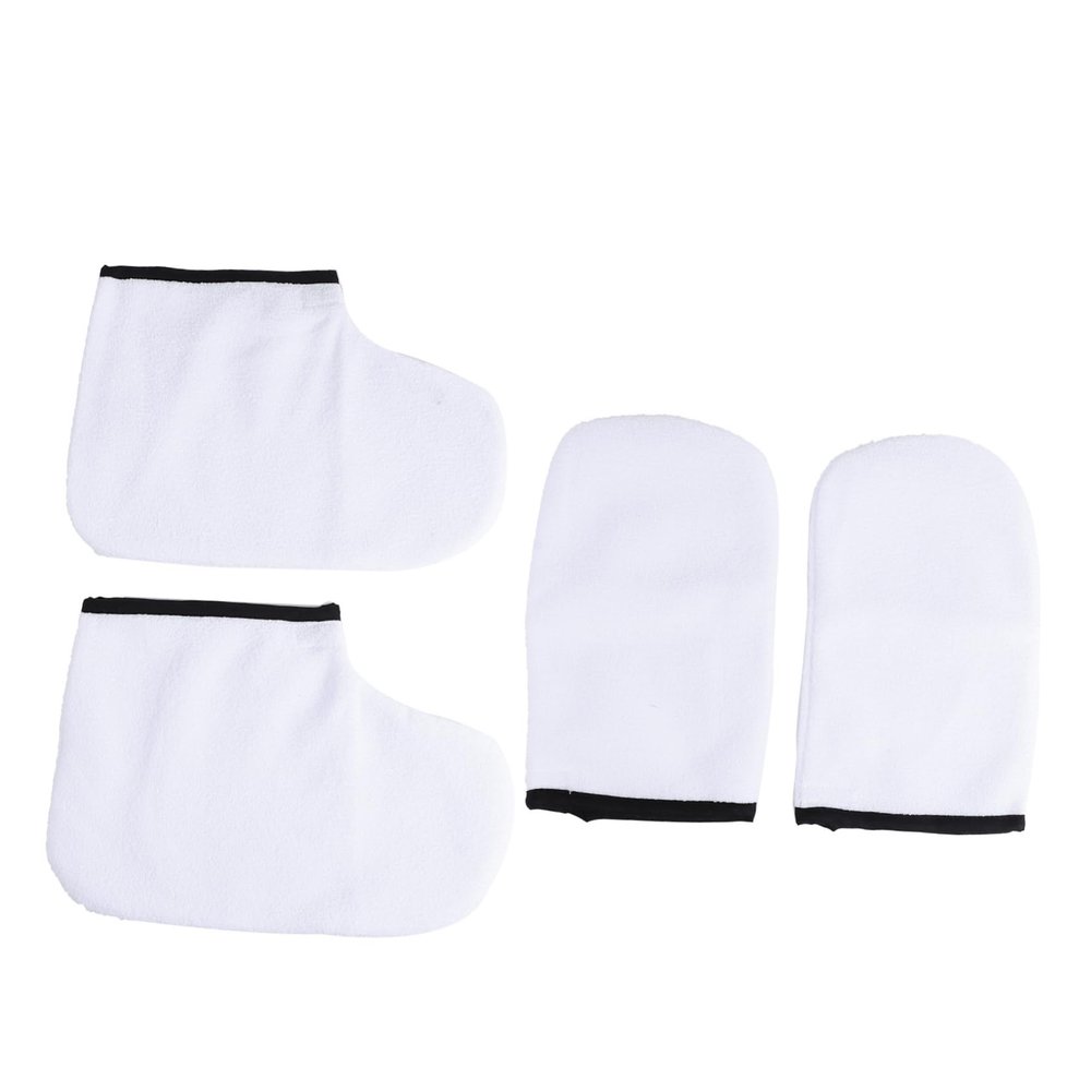 BIUDECO 4pcs Women Paraffin Wax Mitts Booties Heat Therapy Spa Hand Foot Cover Nourishing Foot Care Tool