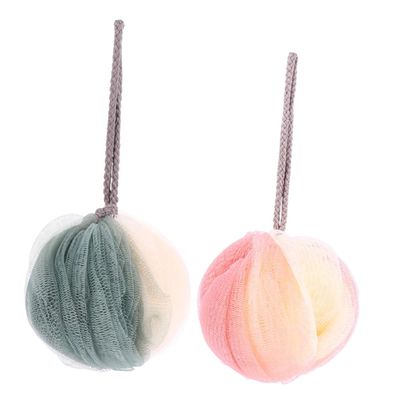 BIUDECO 2pcs Bathing Scrubber Balls Soft Mesh Foaming Bath Sponge for Gentle Exfoliation Skin Cleaner Shower Accessories Pink Green