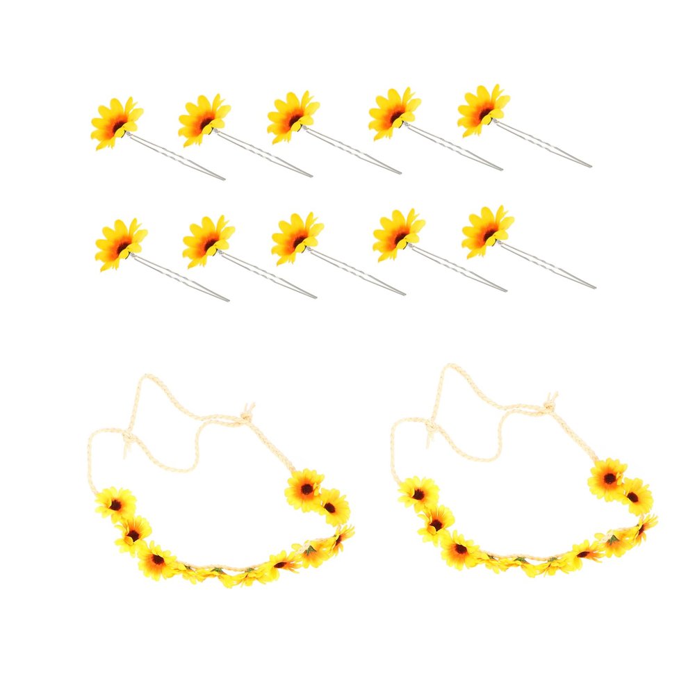 ASAKKURA 2pcs Floral Headbands Sunflower Hairpins Flower Hairpin Women Headband Accessory