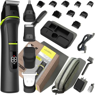 Beard Trimmer for Men, Electric Trimmer and Shaver 14 in 1 Wet/Dry Waterproof USB Type-C Professional Hair Clippers Mustache Trimmer Body Nose Ear Face Trimmer Gifts for Men
