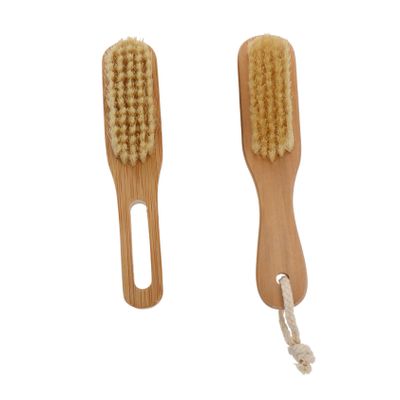 ASAKKURA 2pcs Nail Dust Brush Soft Fingernail Scrubber for Nail Art Cleaning Manicure Brush Wooden Handle Random Color