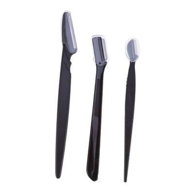 FOMIYES 3pcs Portable Eyebrow Razor Set Stainless Steel Trimmer for Women Girls Makeup Tool Kit Non-Slip Handle Travel-Friendly