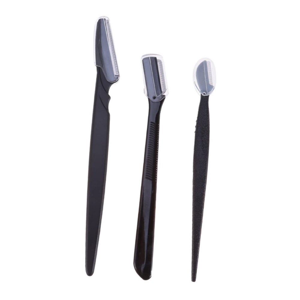 FOMIYES 3pcs Portable Eyebrow Razor Set Stainless Steel Trimmer for Women Girls Makeup Tool Kit Non-Slip Handle Travel-Friendly