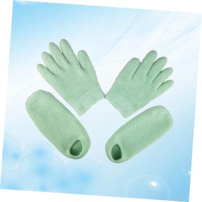 Didiseaon Hand Moisturizing Gloves Foot Masks Set Gel Spa Gloves Moisture Wicking Socks Toeless Socks Dry Hands Relief Beauty Spa Softening Treatment