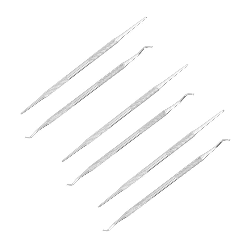 PLAFOPE 6pcs Nail Cleaning Tools Cuticle Remover Ingrown Toenail Tool Nail Groove Spoon Stainless Steel for Care
