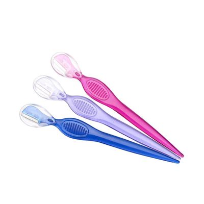 VINTORKY 3pcs Stainless Steel Eyebrow Trimmers for Women Brow Razor Facial Razors Portable Beauty Makeup Tools Hair Non-Slip Grip Travel-Friendly