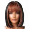 kfzhenqi Short Bob Wig Straight Hair Wig with Bangs Shoulder Length Straight Wig Synthetic Flat Bangs Bob Wig Full Hair Wigs Daily Wigs For Women 12 In Brown Black view 2