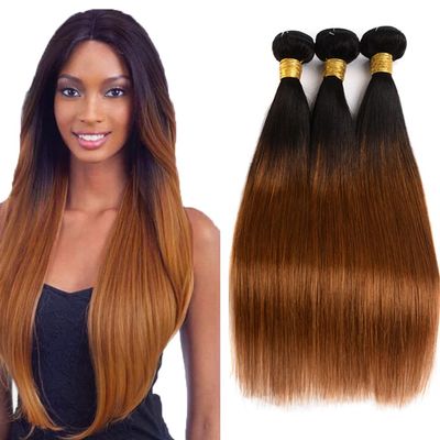 12 14 16 Inch 1B30 Bundles Ombre Straight Human Hair Bundles Brazilain Color 30 Straight Bundles Virgin Hair Two Tone Black And Light Brown Bundles Hair Weave