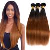 12 14 16 Inch 1B30 Bundles Ombre Straight Human Hair Bundles Brazilain Color 30 Straight Bundles Virgin Hair Two Tone Black And Light Brown Bundles Hair Weave view 1