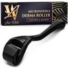 Derma Roller for Skin, Hair & Beard  Women and Men Titanium Microneedling Roller for Face & Scalp, Safe & Easy to Use - Glossy Black view 1