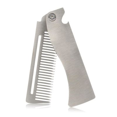 XZQYDS Stainless Steel Beard Comb for Men Ergonomic Grooming Tool for Styling and Shaping Foldable Wide Tooth Beard Comb