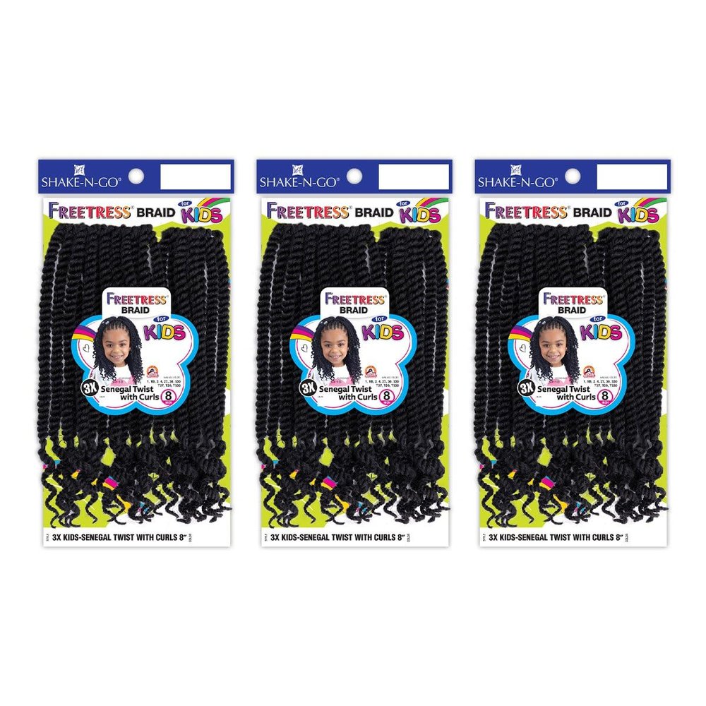 Shake-N-Go 3x senegal Twist With Curls 8", 3-Pack, (T530)