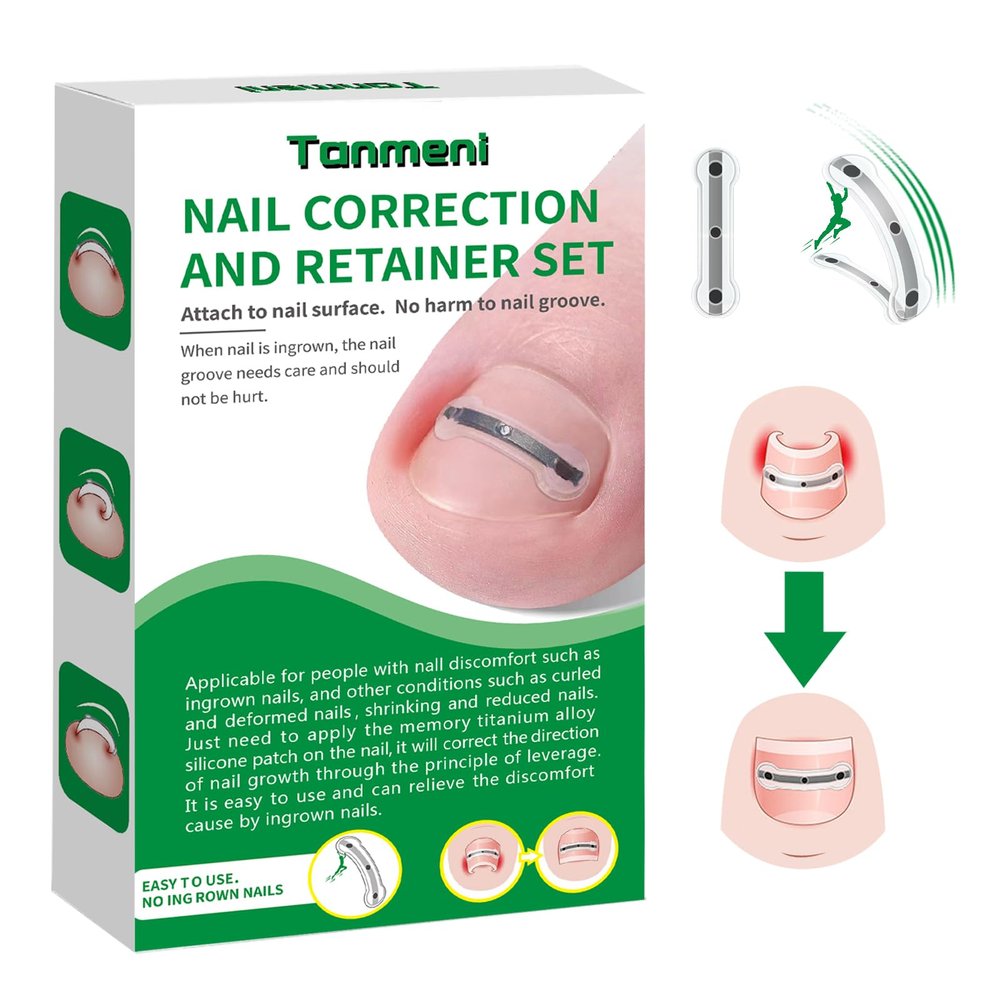 Titanium Alloy Silicone Ingrown Toenail Treatment, Designed for Curved Nail Repair,Ingrown Toenail Corrector at Home, Ingrown Toenail Removal Kit, Cuttable Suitable for Any Toenail Size,Reusable