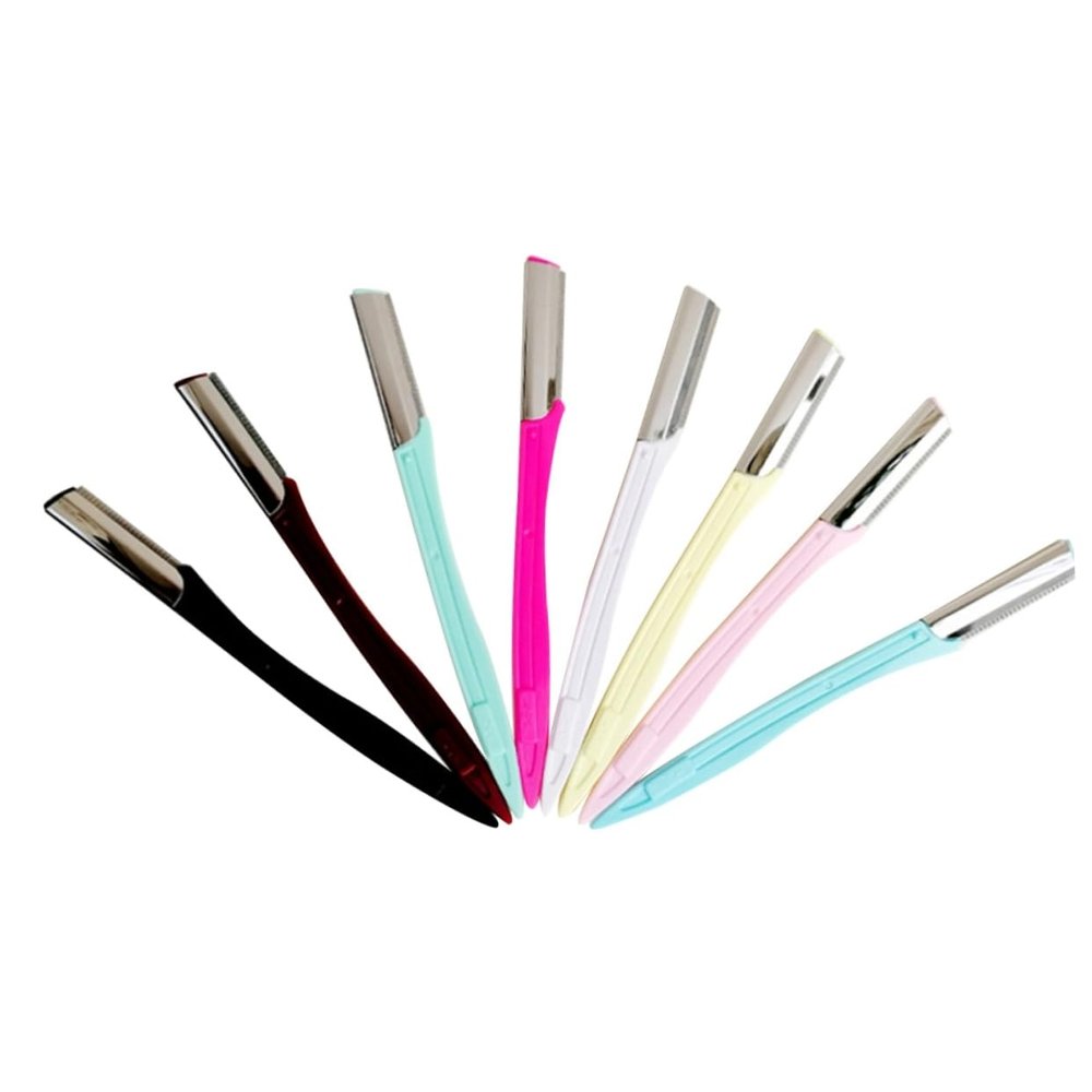 Baluue Eyebrow Trimmers Set 10pcs Stainless Steel Eyebrow Razor Portable Makeup Tool Kit Non-Slip Design Perfect for Home Travel Random Color