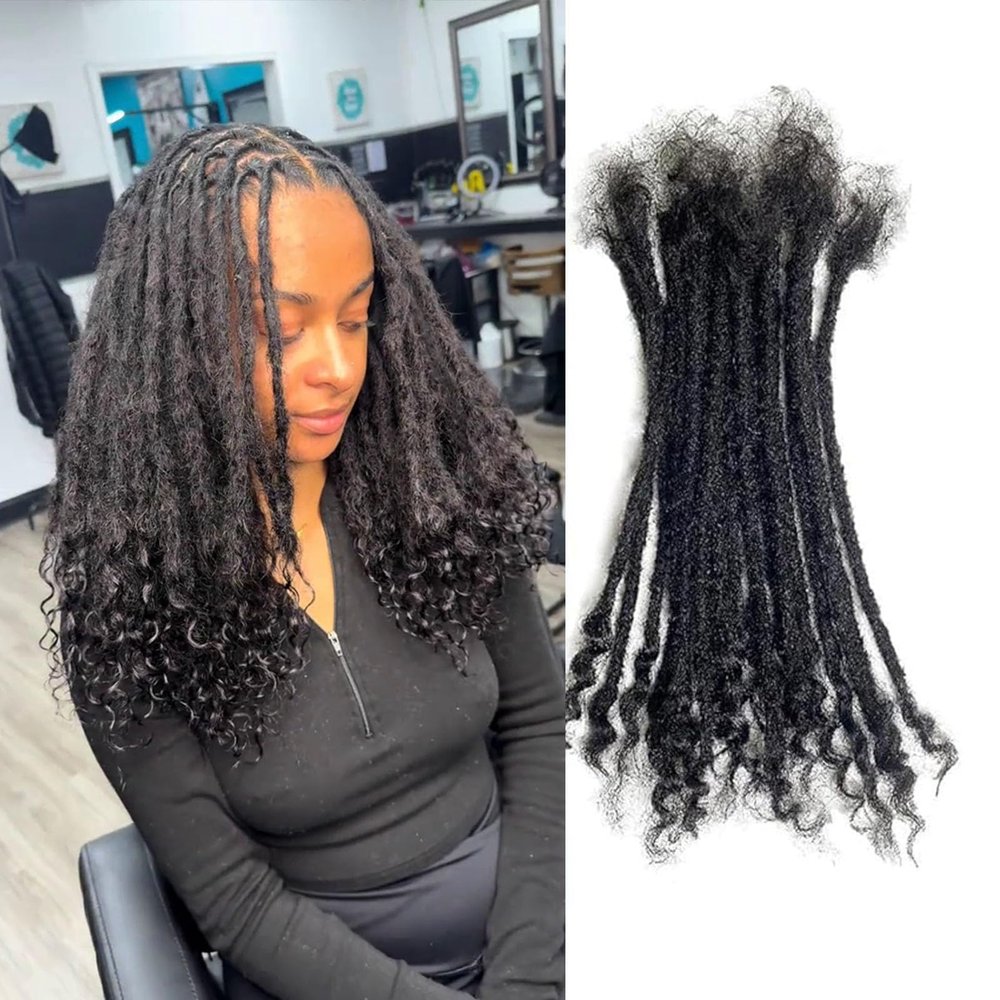 0.4cm Width Dreadlock Extensions 12 Inch 30 Strands 100% Permanent Loc Extensions Human Hair with Curly Ends Natural Black Curly Locs Human Hair Can Be Dyed Bleached Curled And Twisted