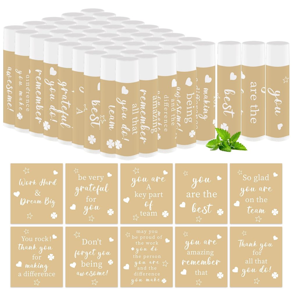50 PCS Valentine's Day Appreciation Gifts Lip Balms Bulk,Thank You Staff Gifts Lips Care Products for Team Coworkers Teacher Party Volunteers Employee Leaving Farewell