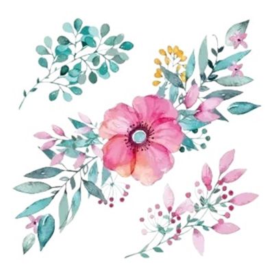 2pcs Butterfly Colorful Flowers Tattoo Stickers Lotus Water Lily Peony Body Art Temporary Fake Tattoo For Women(002)