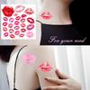 2 PCS Lip Print Temporary Tattoo Stickers Mother's Day Kiss Lips Temporary Tattoo Stickers Fake Tattoos for Women Men, Halloween, Mothers Day, Valentine's Day and Cosplay, 6x6 In view 3