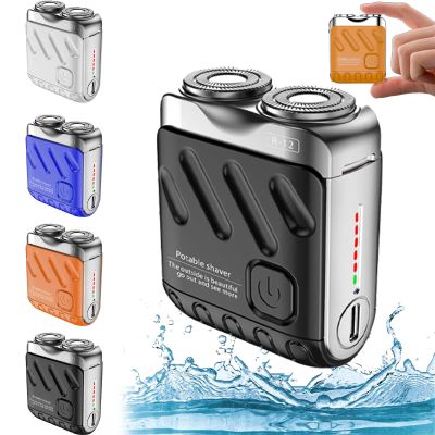 Beard Shaver for Men, Beard Shaver Mini and Portable Suitcase Design, Portable Razor Traveller Mini Shaving, 2024 New Shaver Mini and Portable Double-Ring Magnetic Cutter, Ipx7 Waterproof (Black)