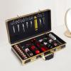 Barber Case Clipper Bag Carrying Case, Portable Professional Stylist Tool Box Salon Hair Cutting Grooming Kit Storage Organizer, for Scissors, Clippers (Black+Gold) view 3