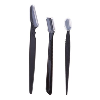 Baluue 3pcs Stainless Steel Eyebrow Razor Set Portable Eyebrow Trimmer Makeup Tool Kit for Women Girls Lightweight and Non-Slip