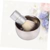 Baluue Professional Beard Shaving Tool Set Shaving Cream Bowl Non-slip Handle and Stainless Steel Bowl for Home view 4