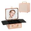 Leeora&Leekoo Makeup Box with Lighted Mirror,Portable Makeup Train Case Organizer (Off white) view 1