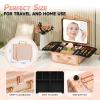 Leeora&Leekoo Makeup Box with Lighted Mirror,Portable Makeup Train Case Organizer (Off white) view 2