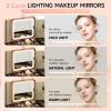Leeora&Leekoo Makeup Box with Lighted Mirror,Portable Makeup Train Case Organizer (Off white) view 3
