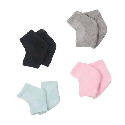 Didiseaon 4pairs Gel Heel Socks for Moisturizing and Repair Breathable Heel Protectors for and Open Toe Design Black Gray Green