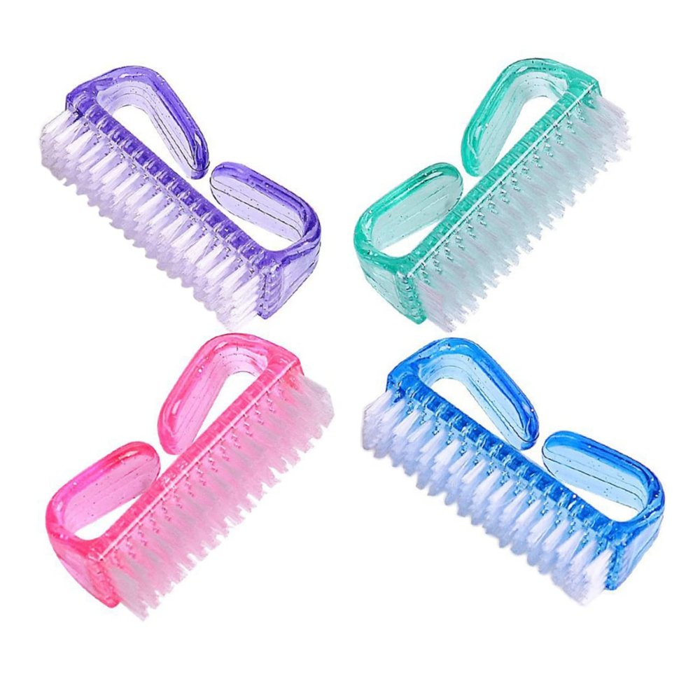 Didiseaon 4pcs Multi-function Nail Brush Cleaner Horn Brush for Hand Fingernail Cleaning Pedicure Manicure Tool