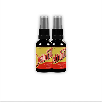 Detroit Grooming Co. Beard Growth Spray | Boost Beard Growth with Biotin, B7 & Caffeine | Hydrating Beard Care with Lavender Water, Green Tea & Glycerin | 1oz Bottles (2-pack)