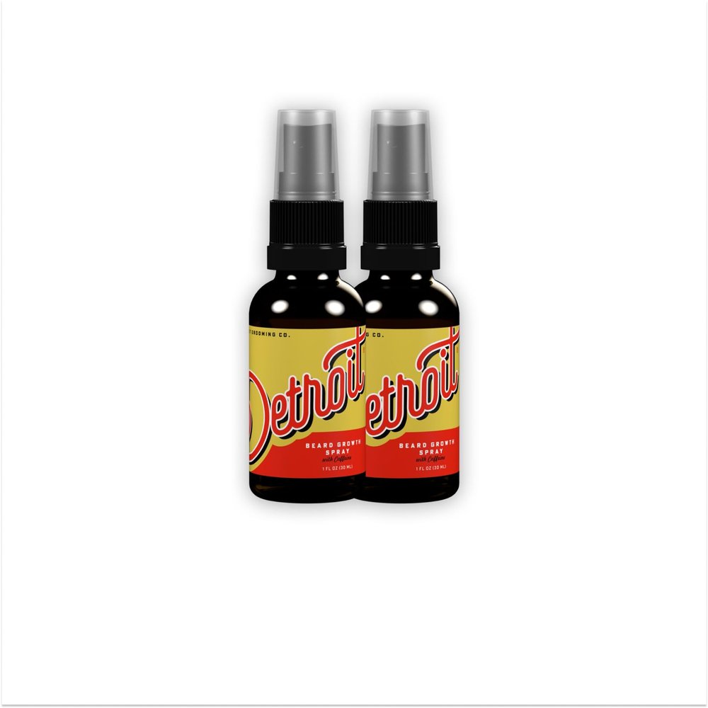 Detroit Grooming Co. Beard Growth Spray | Boost Beard Growth with Biotin, B7 & Caffeine | Hydrating Beard Care with Lavender Water, Green Tea & Glycerin | 1oz Bottles (2-pack)