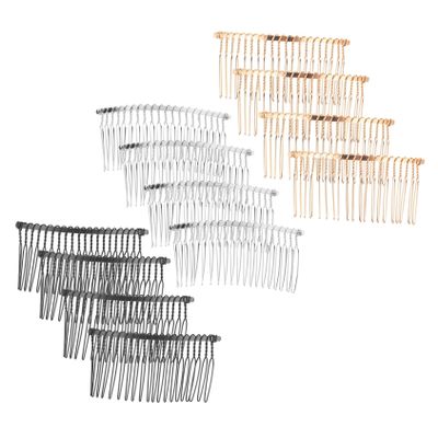 ASAKKURA 12pcs Teeth Fancy Metal Hair Combs for Weddings and Parties Hair Accessories White and Black for Brides and Special Occasions