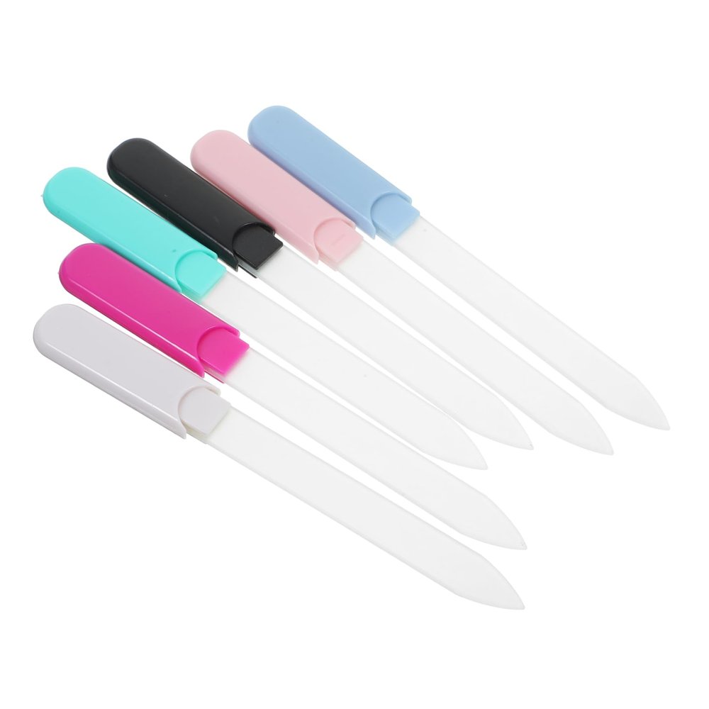 ASAKKURA 6pcs Glass Nail Files Fine Surface Design for Precise Trimming Alternative Portable for Natural Nails