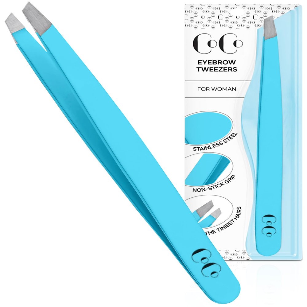 Tweezers for Men and Women  Slant Tweezers with Hand-Sharpened Tips, Stainless Steel Precision for Eyebrow, Facial Hair & Ingrown Hair Removal