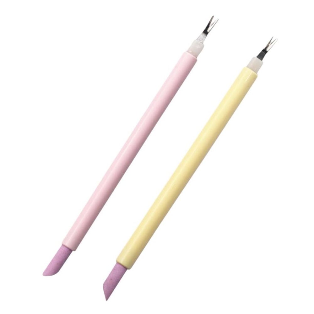 BIUDECO 2pcs Cuticle Trimmer and Dead Skin Removal Fork Dual-end Pusher Tool for Manicure and Pedicure Random Color for Nail Art and Grooming