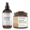Bare Botanics Unscented Body Oil (Custom Formulated) + Coconut Coffee Body Scrub view 1