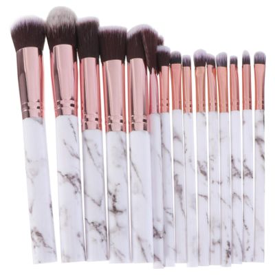 15 Pcs Marble Makeup Brush Set with Nylon and Plastic Handle