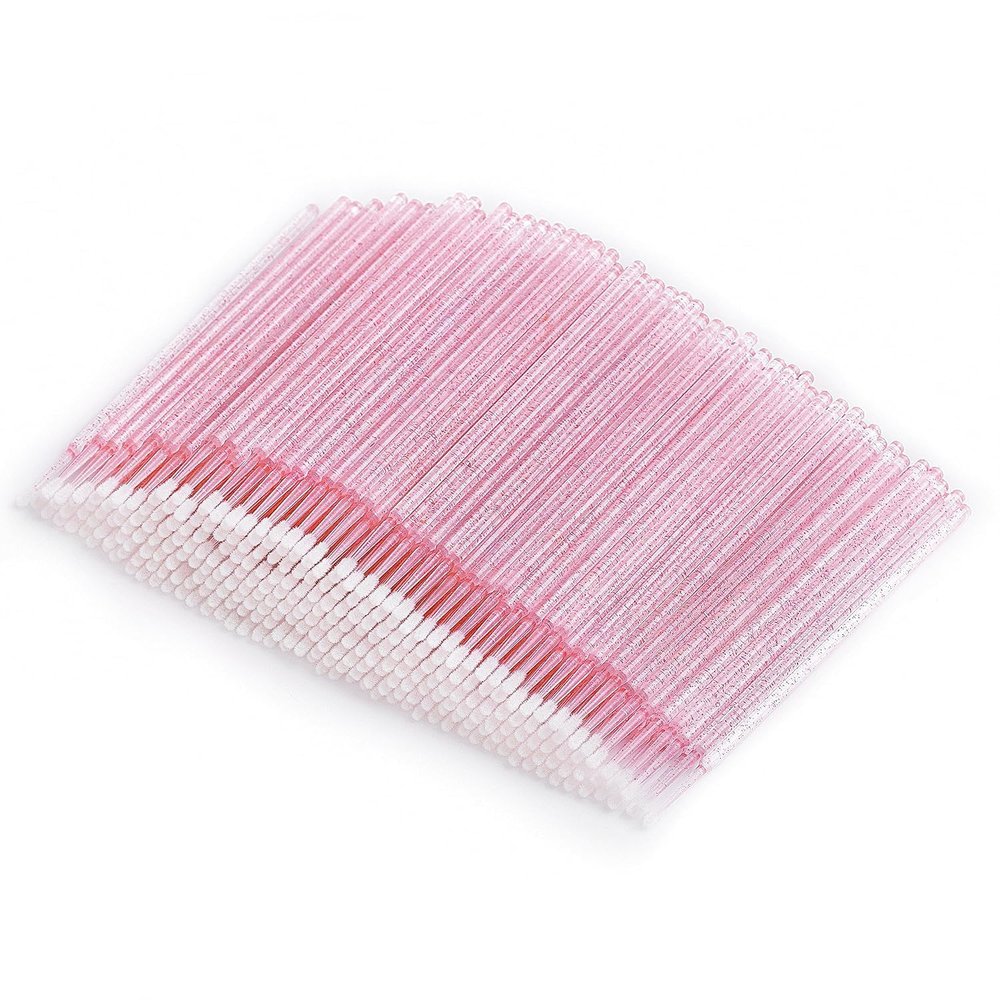 400 Microswabs - Pink Micro Applicator Brush Replacements for Eyelash Extensions