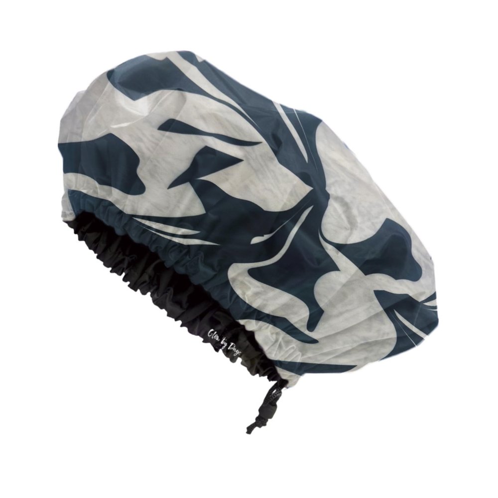 Glow by Daye Satin Lined Shower Cap, Adjustable and Waterproof with Satin Interior for Hair Protection, Large (Ebony and Ivory)