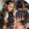 Ali Pearl Hair Ready To Go Glueless Wig Human Hair 13x6 Lace Frontal Body Wave Wigs Pre Plucked Pre Bleached 13x6 Lace Frontal Long Deep Part Loose Body Bye Bye Knots Wigs 180% Density view 3