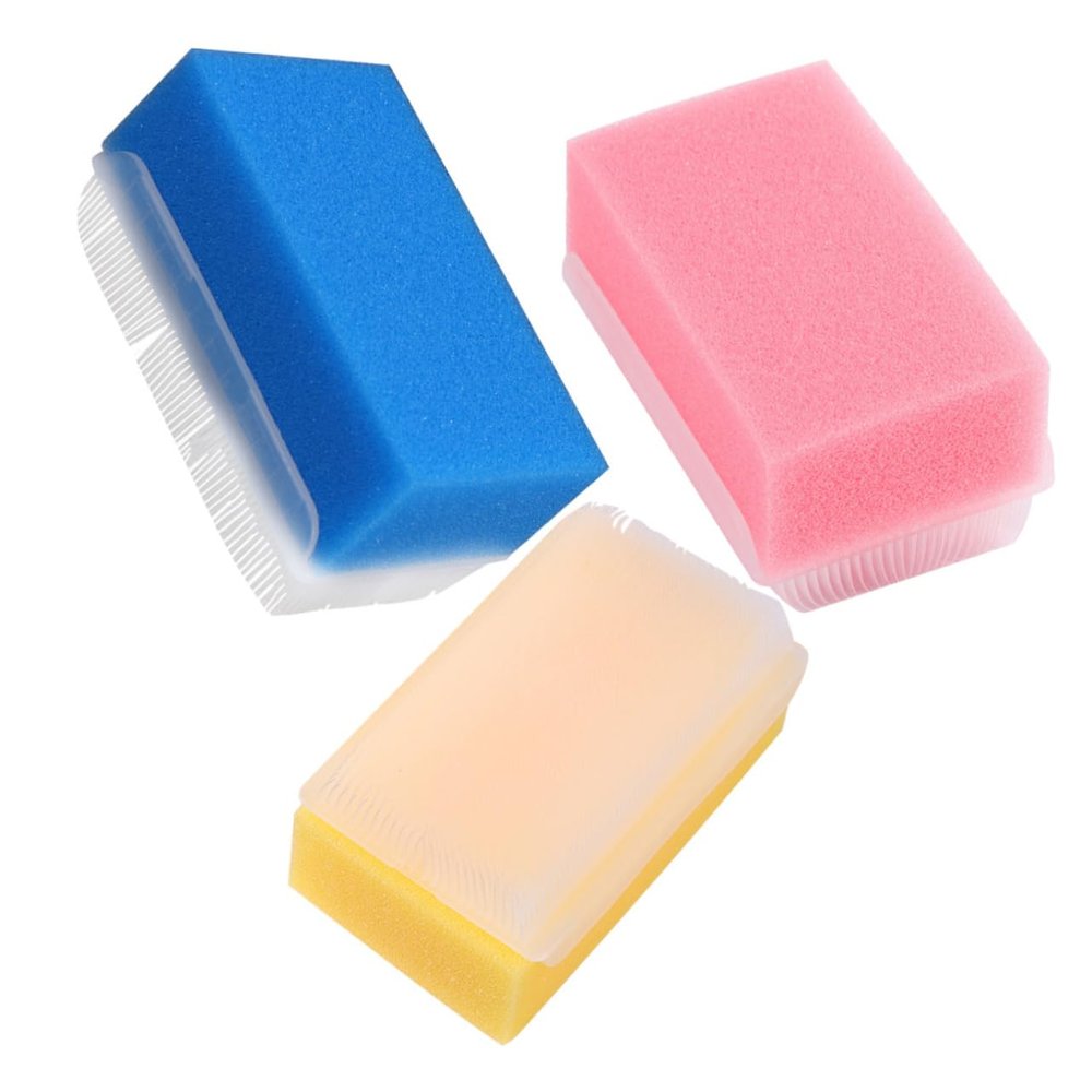 PLAFOPE 3pcs Sensory Integration Training Brushes Soft Sponge Bath Brushes for Newborns for Skin Care Yellow