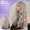 MERISIHAIR Long Ash Blonde Wig with Bangs Grey Blonde Wavy Curly Wigs Natural Looking Synthetic Heat Resistant Fiber Wig for Daily Cosplay Costume Party Chrismas Holiday Use view 2
